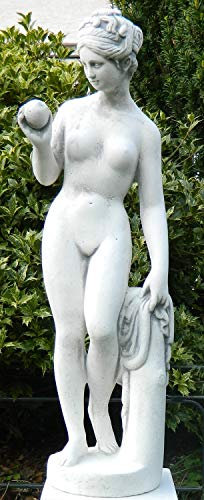 JS Garten Deko Dekofigur Statue Skulptur Figur Venus mit Apfel von Canova stehend mit Apfel H 59 cm antik grau
