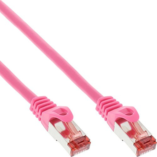 InLine Patchkabel, S/FTP (PiMf), Cat.6, 250MHz, PVC, Kupfer, RJ45, 1Gb/s, 20m, pink, Netzwerkkabel, doppelt geschirmt, 76420M