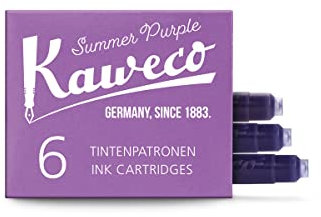 Kaweco Fountain Pen Ink Cartridges Summer Purple Pack of 6 | Premium Ink with Short Standard Cartridges in Purple | Vegan Cruelty Free Water Soluble Calligraphy Lettering Writing