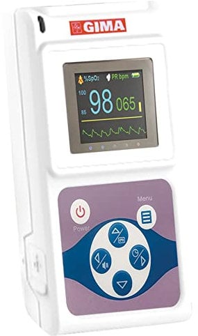 GIMA SATURIMETRO OXY 50 Pulsoximetro da Dito, Portatile, Professionale, Rileva Saturazione e Battito in Continuo, 2 pile AAA incluse, Display 1.8’’ a Colori, Cavo USB e Software, Allarmi Regolabili