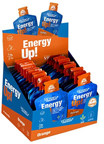 VICTORY ENDURANCE Energy Up Gel, con plus de sodio, energía inmediata. 24 geles x 40g, sabor naranja