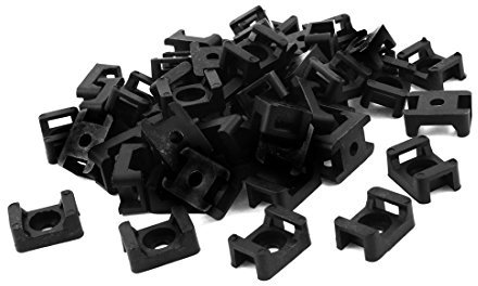 sourcing map Black Plastic 9mm Wire Buddle Cable Tie Mount Saddle 100pcs