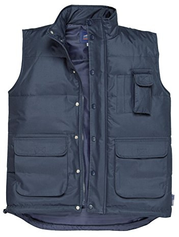 Portwest S415 Bodywarmer Stud Front Opening Phone Pocket Lined and Padded | Navy, 3X Large, Classic Fit, Polyester PVC Coated, Drawcord Adjustable Hem, Water Resistant, Handwarmer Pockets, Cold Weather