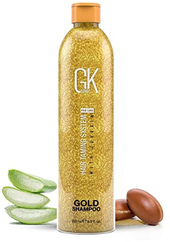 GK HAIR Global Keratin Gold Shampoo (8.5 Fl Oz/250ml) Hair Moisturizing Shine and Protection With Argan Oil, Shea Butter, Natural Oils All Hair Types