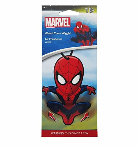 Plasticolor Spider-Man Lufterfrischer Wiggler (1) - Rot, Hängendes Papier, Vanille Duft