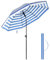 SONGMICS Parasol de Playa Ø 1,6 m, Sombrilla de jardín con UPF 50+, Inclinable, Portátil y Resistente al Viento, Varillas de Fibra de Vidrio, Bolsa de Transporte, Raya Azul y Blanco GPU60WU