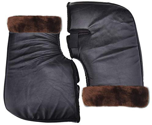 Currentiz 1 Paar Motorrad Griff Lenker Muff Motorradlenker Stulpen Handschuhe Winter Leder wasserdichte Wärmer Handschuh Für Roller Scooter Fahrrad Motorrad Moped