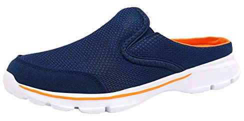 ChayChax Souple Confort Sabots Femme Homme Pantoufle de Maison Chaussons d'Intérieur Extérieur Respirante Antidérapant Mules Dames, Bleu Orange, 46 EU