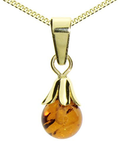 Kette mit Anhänger - Glocke - Gold 333/000 - Bernstein