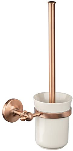 PaulGurkes Kupfer WC-Bürste Nostalgie Keramik Bad-Accessoire Wandbefestigung Rote Bronze Klobürste Bad Zubehör Vintage Keramikbecher Behälter Landhausstil massives Messing