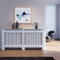 SONNI Cubierta de Radiador Blanco Moderno,Madera,Listón Vertical,Cubre de Calefacción Extra Grande 172x19x81.5cm