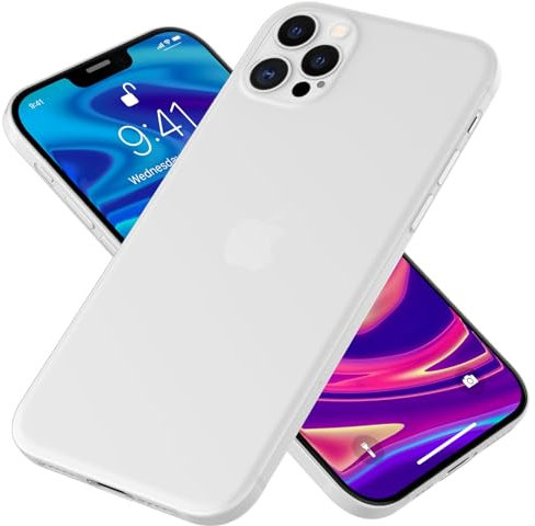 NALIA Extra Dünnes Hardcase kompatibel mit iPhone 12 Pro Max Hülle, Ultra-Slim Case Phone Cover Matte Leichte Handyhülle Schutzhülle, Thin Hardcover Smartphone Bumper Schutz Telefon, Farbe:Weiß