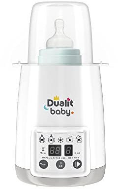 Dualit Single Baby Bottle Warmer & Steriliser | White and Grey | BPA Free | Multi-Functional | High Temperature Steam Clean | Fast Warming Baby Food Warmer - Milk Heater Function | 11000