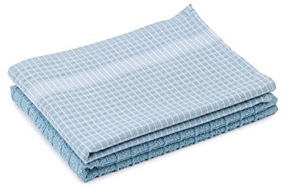 Amago - Paños de Cocina de Jacquard 100% Algodón (Paquete de 2), 50 x 70 cm - Azul Aguamarina y Blanco