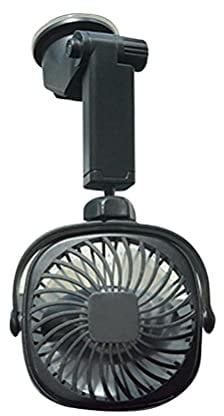 TBEONE Ventilateur de voiture avec ventouse rechargeable par USB, ventilateur mural avec rotation à 360 degrés