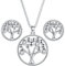 Lydreewam Lebensbaum Schmuckset Silber 925 Damen 3A Zirkonia Kette Ohrringe Lebensbaum Set mit Geschenkbox zum Weihnachten Geburtstag Muttertag, Halskette verstellbar 40 + 5cm