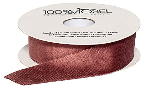 100% Mosel Dekoband Samt, in Altrosa (2,5 cm x 10 m), Geschenkband in Samt-Optik, edles Schleifenband zum Dekorieren & Basteln, zum Einpacken besonderer Geschenke