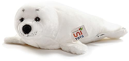 Uni-Toys – Seehund weiß - 46 cm (Länge) - Plüsch-Robbe - Plüschtier, Kuscheltier