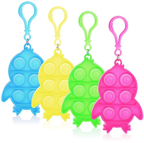com-four® 4X Schlüsselanhänger Vogel - Fidget Toy Pop It Push It, Pop Bubble - Anti-Stress Spielzeug für Unterwegs zum Anhängen - für Kinder und Erwachsene - [Auswahl variiert]