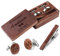 ANQIYI Krawattenklammer und Manschettenknöpfe aus Holz, personalisierbar, mit Geschenkbox, Herren, Braun