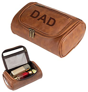 Trousse de Toilette personnalisée pour Homme Nom gravé Kit Dopp en Cuir Trousse de Toilette Grande capacité pour Papa Sac de Voyage pour Articles de Toilette Rasage Kit de Cadeau de fête des pères