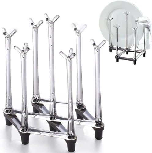 Jerliflyer Cup Drying Rack, Retractable Rack Drinking Glass And Sports Bottle Drainage Plastic Bag Dryer Kitchen Counter Anti Slip Bottom Mug Tree Dranier For Dishes With Non Slip For Countertop