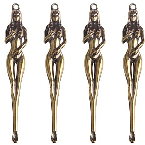JKJF 4 Pcs Brass Snuff Spoon Tiny Powder Spoon Scoops Mini Spoon Shovel Vintage Mini Spoon Keychain Pendant Charms Necklace Loop for Spices Sand Salts - Goddess