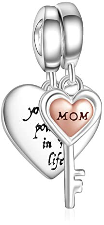 NINGAN Coeur clé amour pendentif 925 Sterling Silver charm compatible bracelet pour femme Cadeaux de vacances pour maman