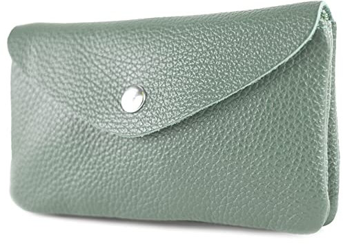 modamoda de P11 Portefeuille en cuir pour femme, taille M, fabriqué à la main en Italie, Gris océan, m