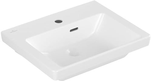 Villeroy & Boch Subway 3.0 Handwaschbecken, 500 x 400 mm, 1 Hahnloch, mit Überlauf, ungeschliffen, 4370FF, Farbe: Stone White, Ceramic Plus