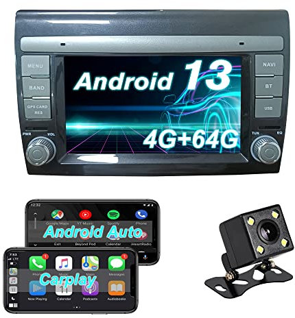 DDKUS Autoradio Stereo GPS für FIAT Bravo 2007-2012 Android 13 Octa Core 4GB RAM 64GB ROM 7 Auto Multimedia GPS System Unterstützung Autohalterung Auto/TPMS/OBD/4G WiFi/DAB