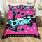 Manfei Cheerleader Bettbezug Set,Rosa Glitter Cheerleading Bettwäsche Set,Mädchen Kinder Teens Rose Pink Sterne Streifen Pailletten Trost Cover,Mode Girly Cheer Team Quilt Cover S Größe,1 Kissenbezug