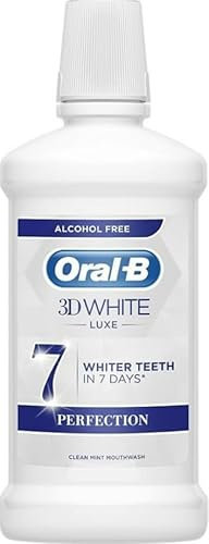 Oral-B Collutorio Perfezione Sbiancante, Gusto Menta, Denti più Bianchi in 7 giorni, Senza Alcol, Maxi Pacco, Confezione da 12 Collutori (12x500ml)