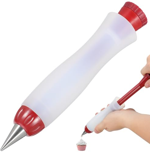 Cake Decorating Pen for Writing Icing, Silicone Chocolate Piping Tool with Nozzles, Cookie Frosting Pen Kit for Baking, Pastry & Dessert Plate Art