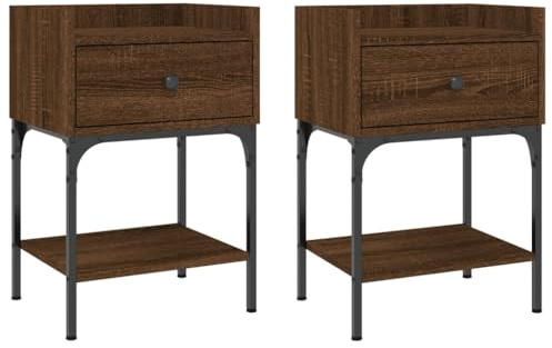 vidaXL Nachttische 2 STK. Braun Eichen-Optik 40,5x31x60 Holzwerkstoff