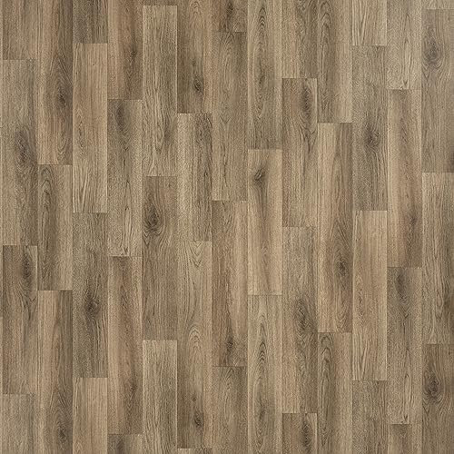 Reclaimed Wood Effect Vinyl Flooring Dark Oak Cushioned Lino Flooring Bathroom Kitchen Anti Slip Roll Oak Vinyl Sheet 2m 3m Width (Stilton Farmhouse Oak, 2m x 2m)