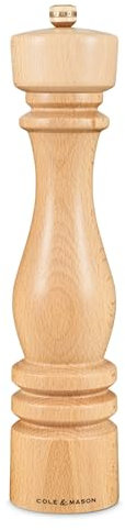 Cole & Mason H233013 London Pfeffermühle, mit Einstellbarem Mahlwerk, Holz, 30cm, Precision+ mit Carbon-Mahlwerk, Gewürzmühle, Mühle für Pfeffer, Gewürze