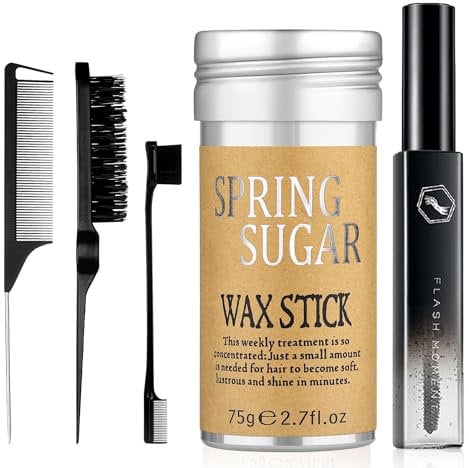 SPRINGSUGAR Haarwachs Stick mit 3 Kämme und Haarglättungsstift, Hair Wax Stick für Haar-Kontrolle, Frisierkämme für Krauses Haar und Perücken, Nicht Fettende Glatte Seidig Haarstyling Haargel-Stick