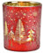 Generisch 1 Windlicht Weihnachten rot Gold Winterwald Weihnachten Teelichtglas