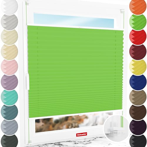 Schuette® Plissee ohne Bohren ● Thermo Kollektion: Leaf Joy (Grün) ● 85x230cm (Breite x Höhe) ● Suprafix Faltrollo Klemmfix 2.0 Rollo ● 60 Sekunden Plisseerollo Montage inkl. Video