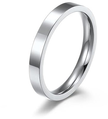 DIPIUS Titan Ringe Damen 3mm Titan Poliert Schmal Ringe Damen Gold Verlobungsringe Ehering Hochzeitsringe (Silber, 54)