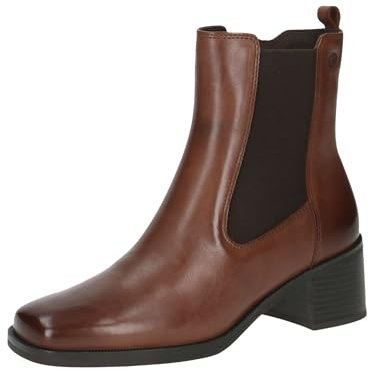 CAPRICE Damen Stiefeletten mit Absatz Elegant Kleiner Absatz, Braun (Cognac Nappa), 38.5 EU