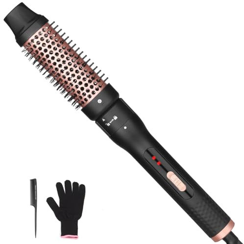 Thermal Brush 38mm, Lockenstab bürste & Thermobürste, Lockenbürste Keramik-Turmalin Ionen Heiße Bürste Für Locken-Frisuren,einzigartige Wellen und Volumen, 2 Temperaturen Wellenbürste, Dual-Spannung