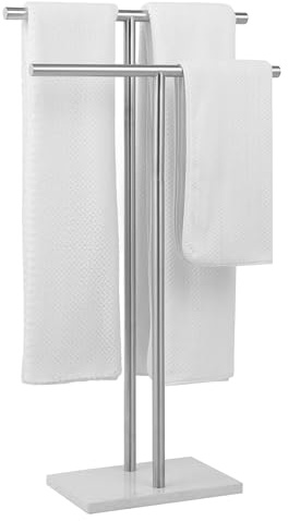 WISATO Free Standing Towel Rack - Brushed Nickel Finish with Marble Base