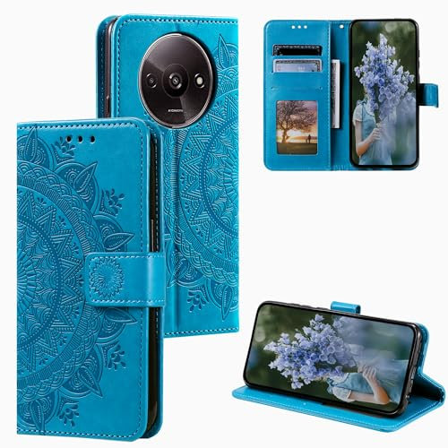 HTDELEC Coque pour Xiaomi Redmi A3 4G Bleu,Housse en Cuir Premium Flip Case Portefeuille Etui avec Stand Support et Carte Slot Xiaomi Redmi A3 4G - Bleu