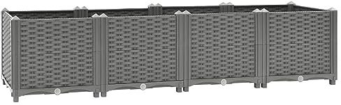 Cosisti Lit Surélevé Jardinière d'Extérieur, lit de Jardin surélevé, bac Jardinière Exterieur, Polypropylène-Gris clair-160 x 40 x 38 cm