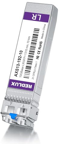 REDLUX Modulo monomodale 10G SFP+ LR, 1310nm, 10GBase-LR Compatibile con Cisco SFP-10G-LR, Meraki MA-SFP-10GB-LR, Ubiquiti, Mikrotik, Fortinet, 10KM.