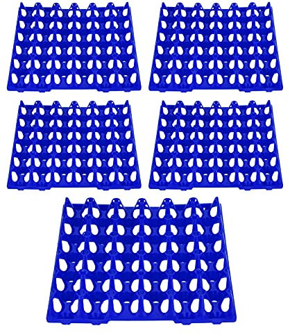 5 Piezas de Hueveras, Bandeja Apilable con Soporte para Cajas de Huevos de 30 Celdas, Contenedor Grande, Hueveras Reutilizables para Almacenamiento, Transporte, Suministros de (Blue)