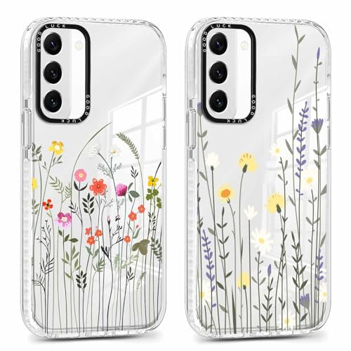 Yoedge 2 Stück Handyhülle für iPhone 8 Plus/iPhone 7 Plus Hülle, Blumen Muster Frauen Mädchen Aesthetic Handyhülle 5,5, Transparent Dünn Weich Silikon TPU Slim Klar Stoßfest Kratzfest Schutzhülle