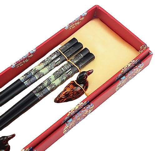 Baguettes baguettes chinoises Baguettes de cuisine, 2 paires de baguettes chinoises à grains de Dragon, ensemble de baguettes de mariage, porte-baguettes